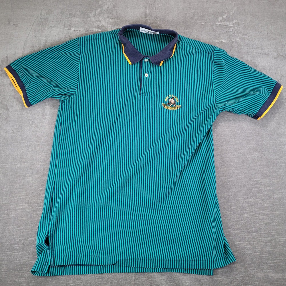 IZOD Club‎ 1994 US Open Golf Polo Shirt Men's Large Green Stripe Short Sleeve